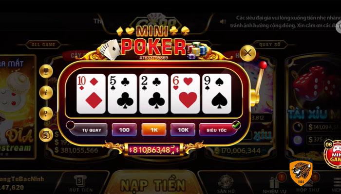 quy luật chơi Mini Poker tại Sunwin